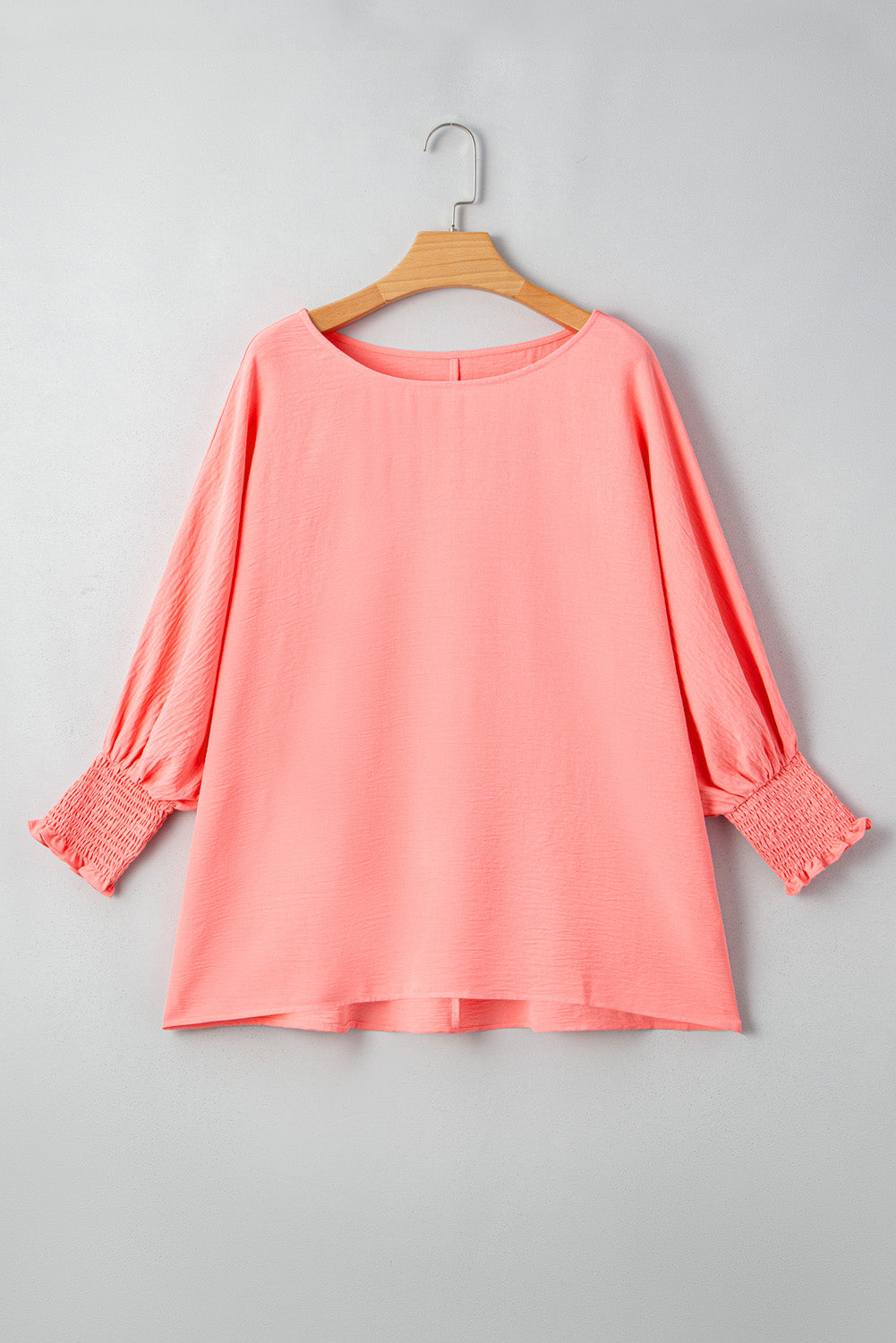 Blossom Shirred Cuffs Half Sleeve Plus Size Blouse
