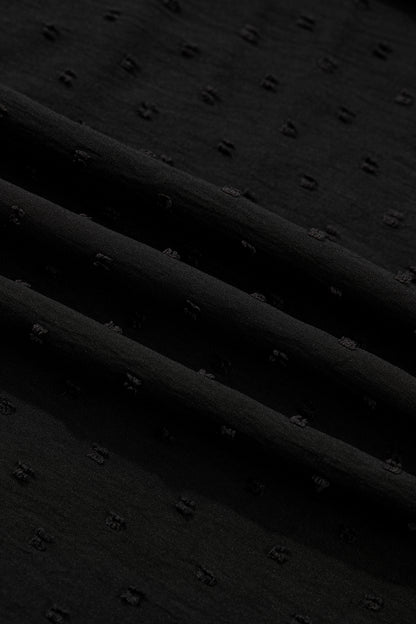 Black Plus Size Swiss Dot Ruffle Lace Trim V Neck Tank Top